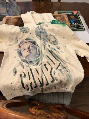 XL Campus Cream Zip-Up Hoodie
